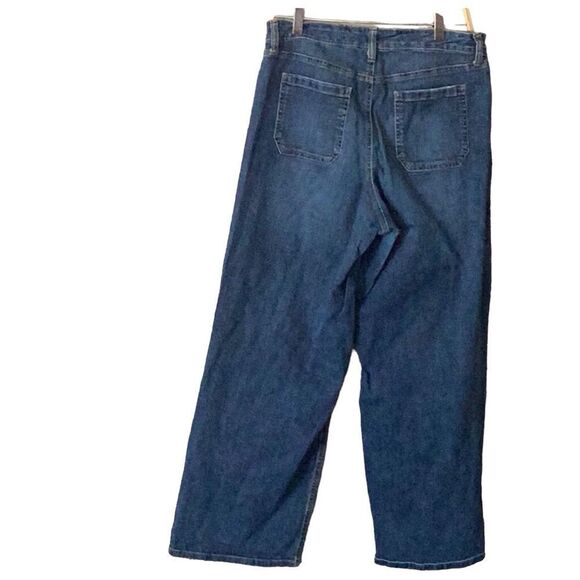 Scoop NYC Womens Utility Wide Flare Leg Medium Wash Denim Jean Size 12 BOHO - Picture 2 of 3